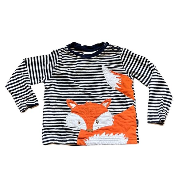 JoJo Maman Bebe Fox Stripe Tee 2/3 - Picture 1 of 8